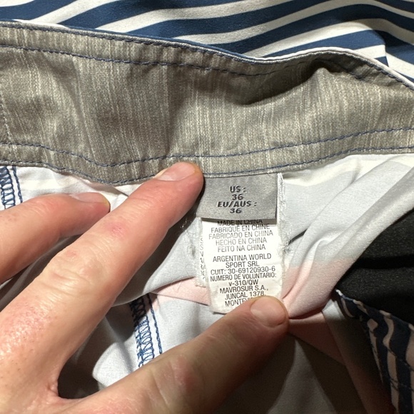 Quiksilver Waterman Striped Stretch Boardshorts Blue Red White 36 21” Outseam - Picture 4 of 9